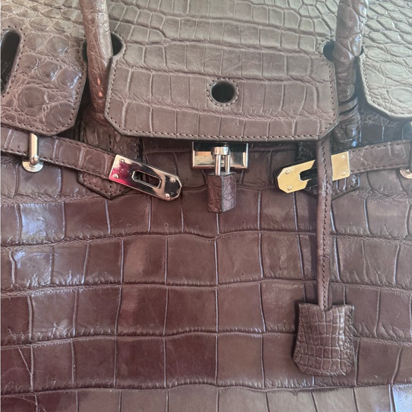 Real Crocodile leather Brown Handbag - Picture 3 of 16